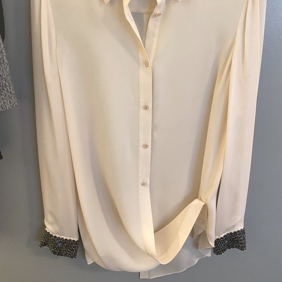 Haute Hippie Jewel Cuff Silk Shirt *100% Silk* - Picture 2 of 6